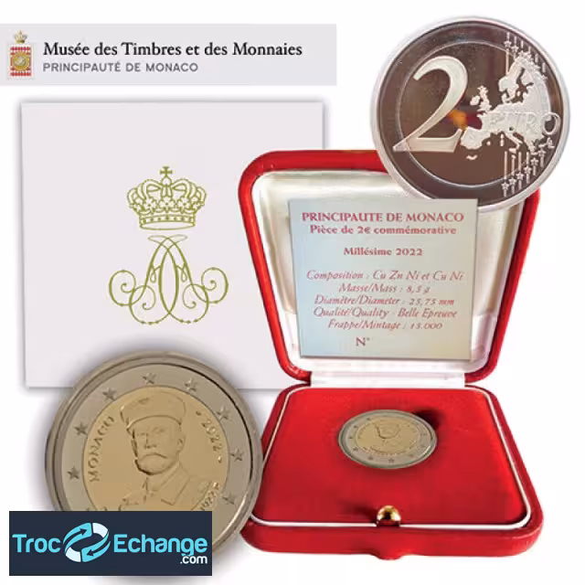 Coffret pièce 2€ commémorative Monaco 2022
