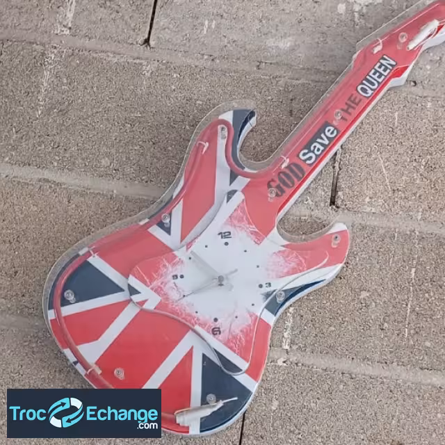 Horloge mural guitare néon 